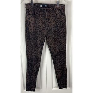 Kut from the Kloth Women 10 Connie Brown Leopard Hi Rise Ankle Skinny Jeans D35